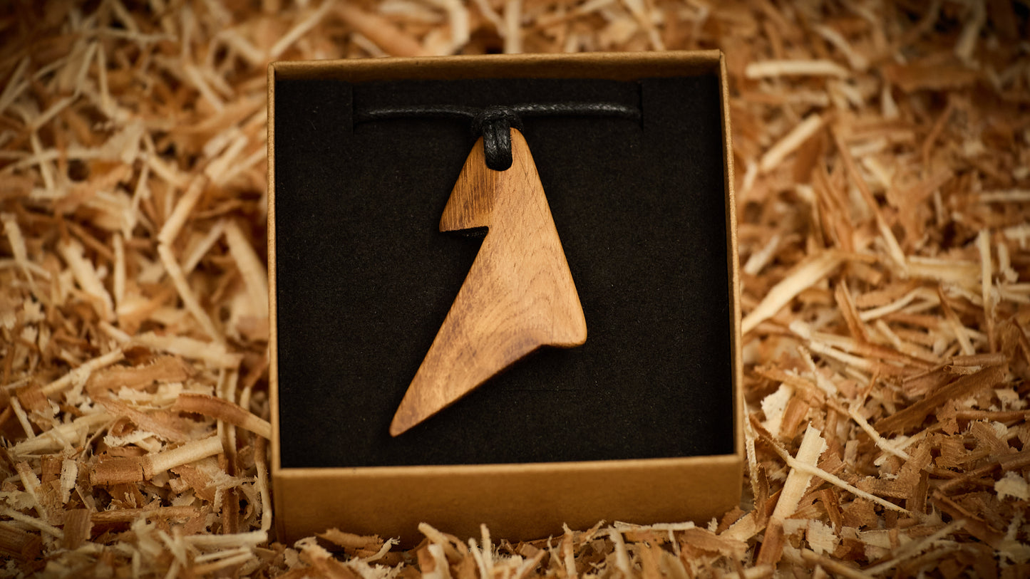 Wild Oak Lightning Pendant - Handmade Irish wooden jewellery - Hand sourced from Lough Gill Co Sligo