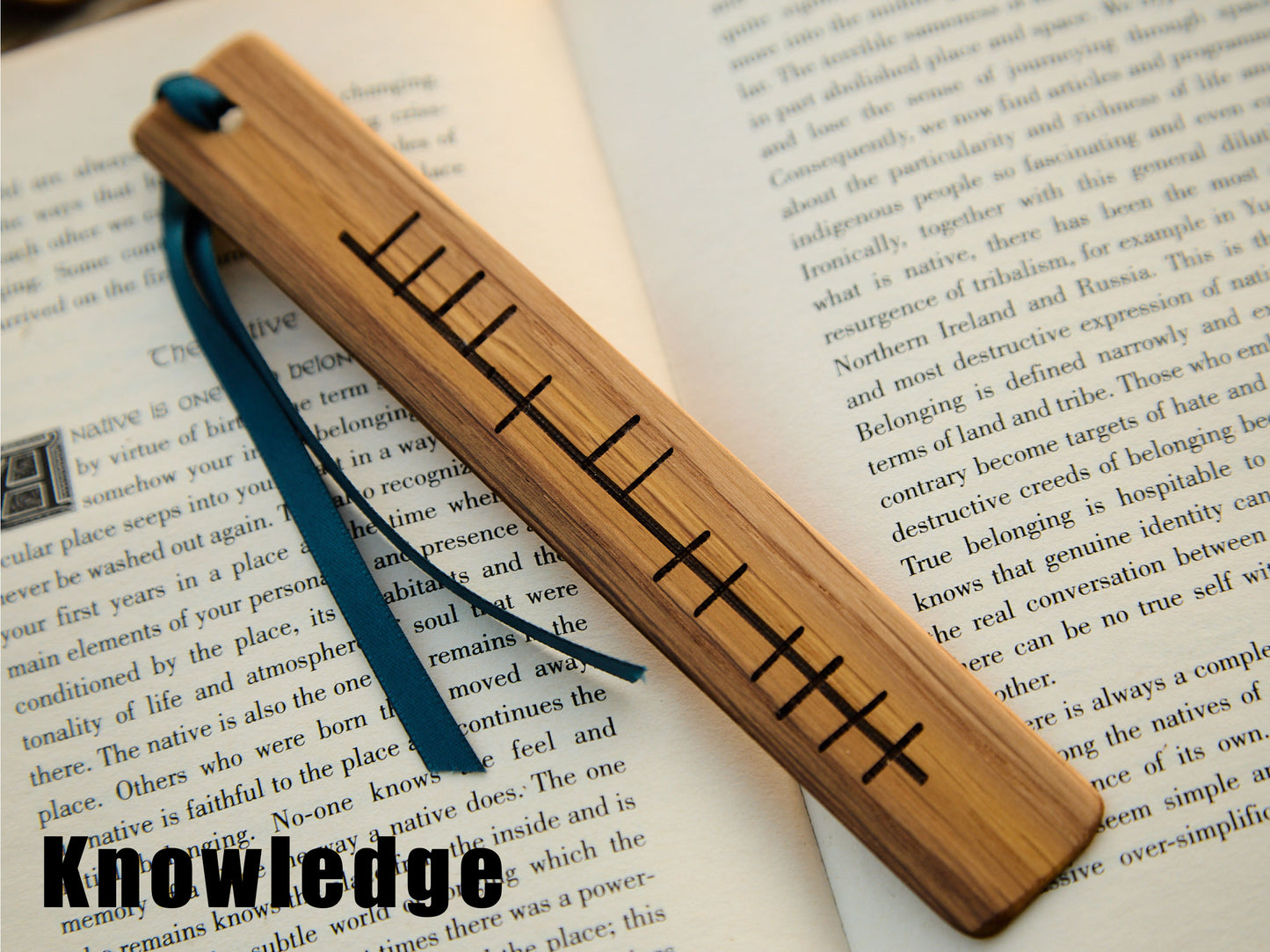 Ogham Bookmark in Natural Oak Wood – Handmade Inspiring Celtic Gift for Knowledge, Love, and Friendship – Made in Ireland