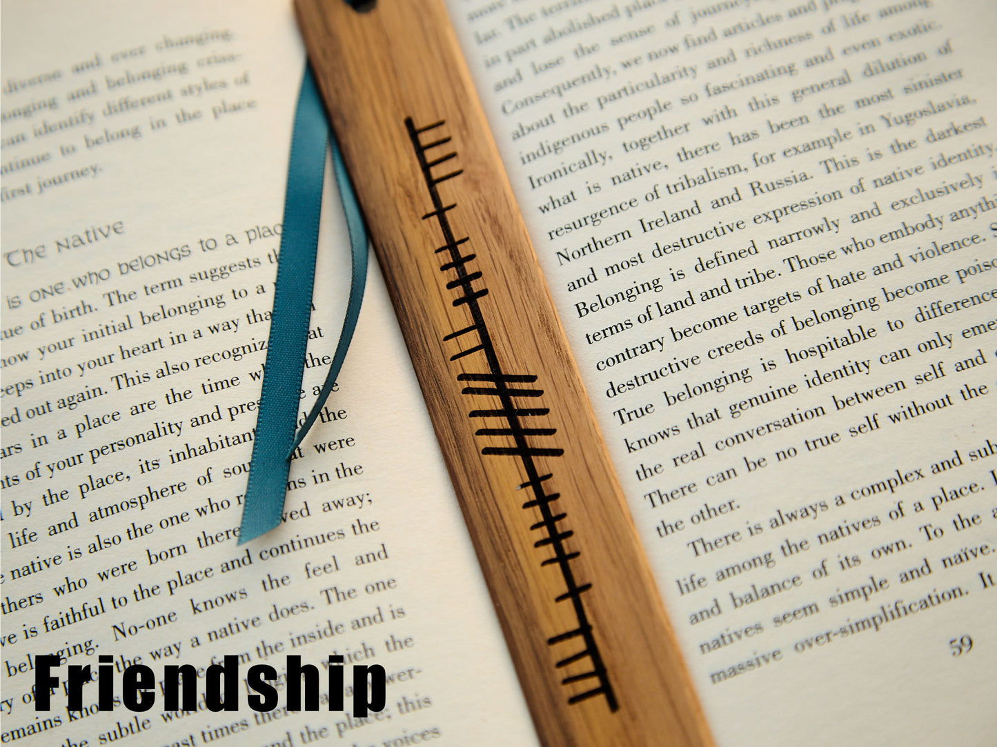 Ogham Bookmark in Natural Oak Wood – Handmade Inspiring Celtic Gift for Knowledge, Love, and Friendship – Made in Ireland