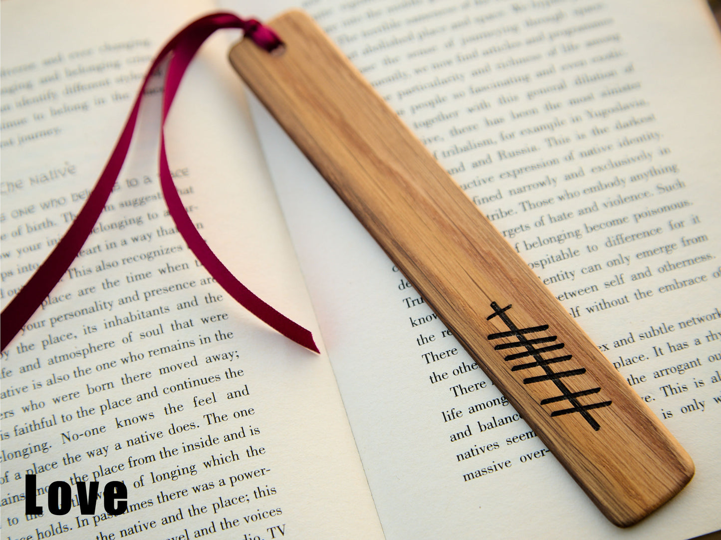 Ogham Bookmark in Natural Oak Wood – Handmade Inspiring Celtic Gift for Knowledge, Love, and Friendship – Made in Ireland