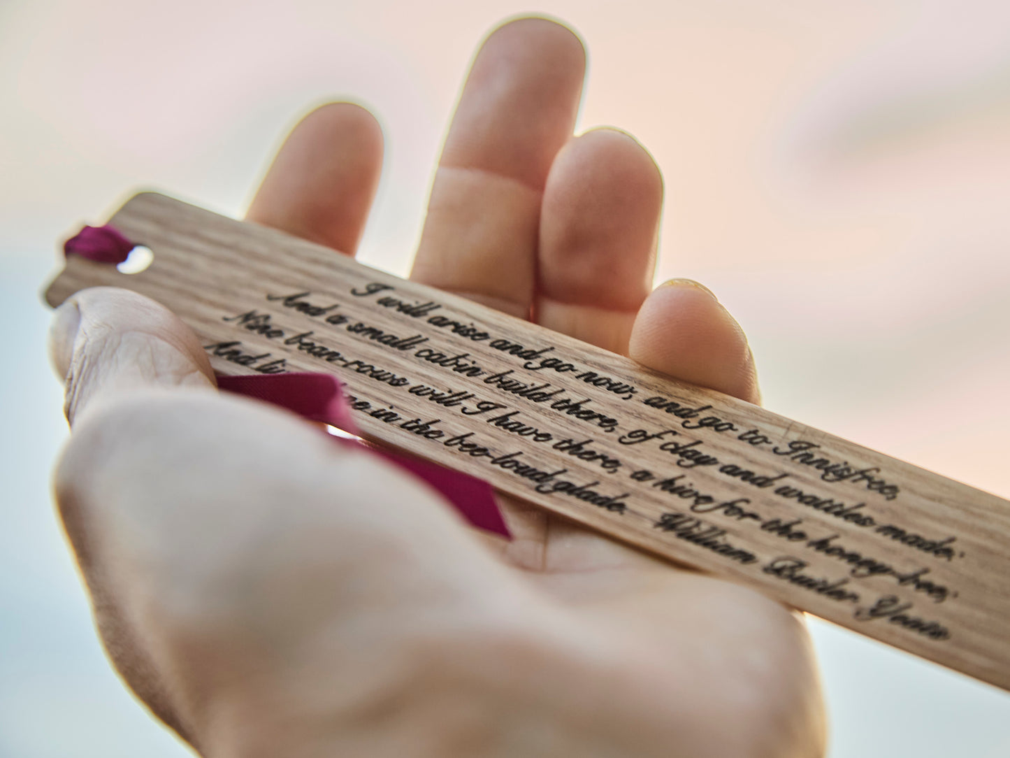 W.B. Yeats Bookmark in Natural Oak Wood – Handmade Literary Gift Featuring Inspiring W.B. Yeats Quotes – Made in Sligo Ireland