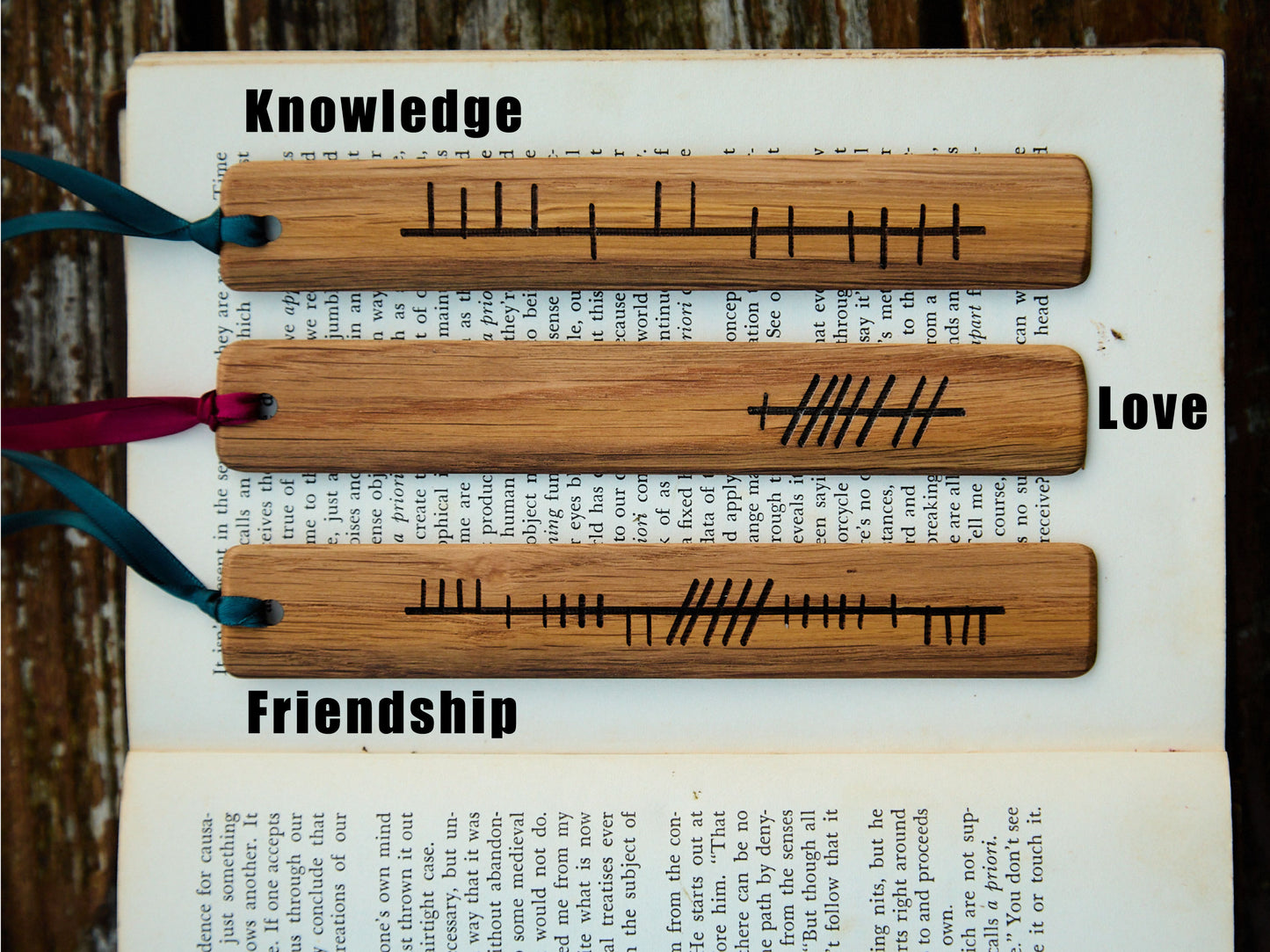 Ogham Bookmark in Natural Oak Wood – Handmade Inspiring Celtic Gift for Knowledge, Love, and Friendship – Made in Ireland