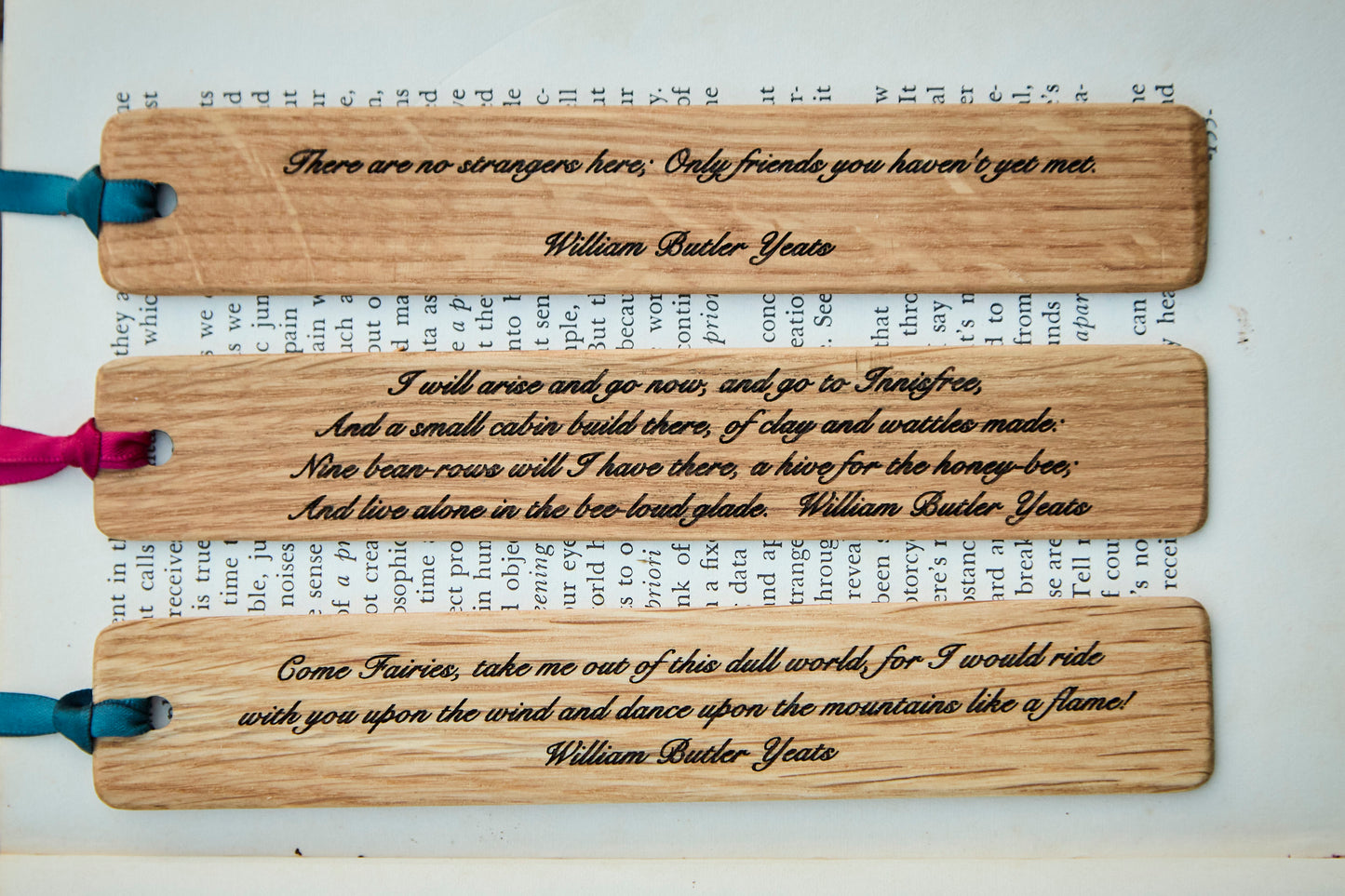 W.B. Yeats Bookmark in Natural Oak Wood – Handmade Literary Gift Featuring Inspiring W.B. Yeats Quotes – Made in Sligo Ireland